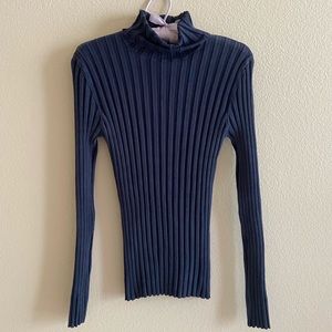 Tracy M silk navy turtleneck sweater